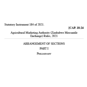 S.I. 184 of 2021 Agricultural Marketing Authority (Zimbabwe Mercantile nom